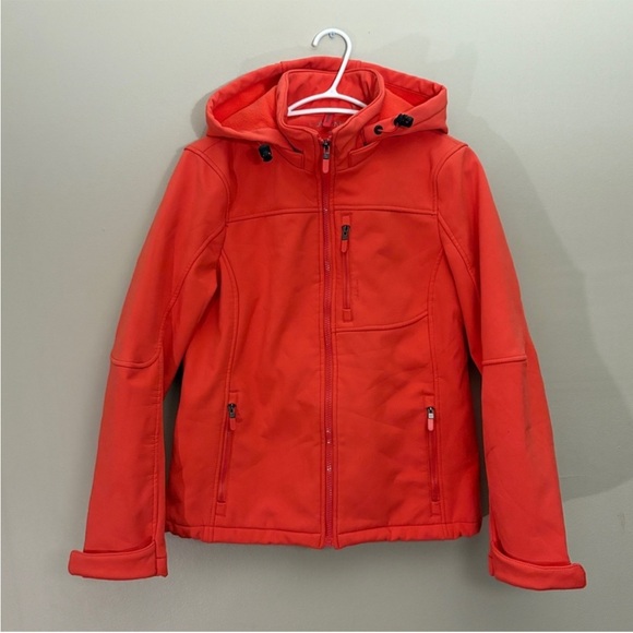 Calvin Klein Jackets & Blazers - Calvin Klein Orange-Red Hooded Neoprene Fleece-Lined Jacket – Size Small GUC